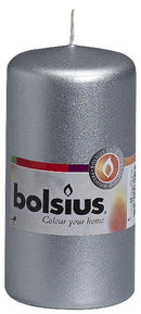 Bolsius stompkaars in cello zilver 120/60