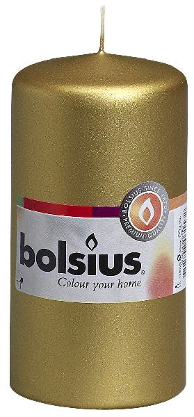 Bolsius stompkaars in cello goud 120/60