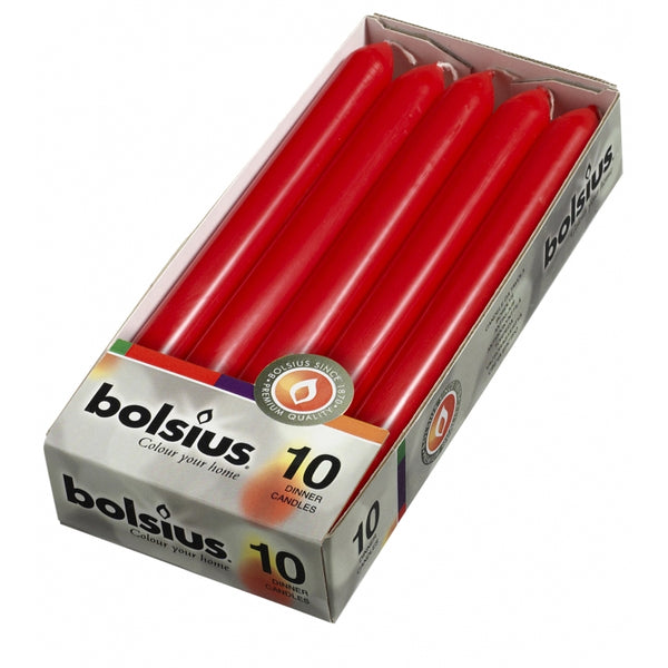 Bolsius dinerkaars 230/20 10 stuks rood