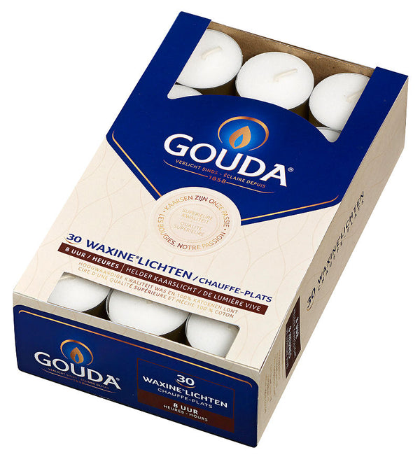 Gouda Theelichten 8 Uur 30 Stuks Wit