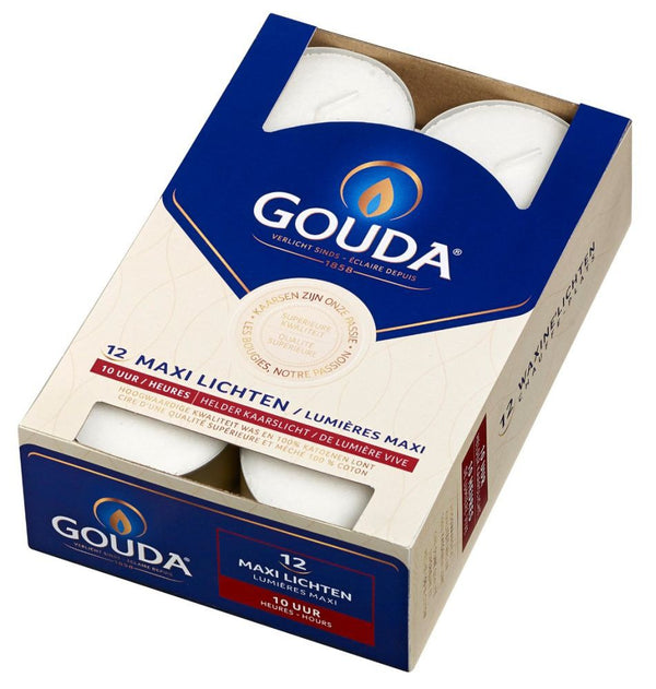 Gouda Maxilichten 12 Stuks Wit