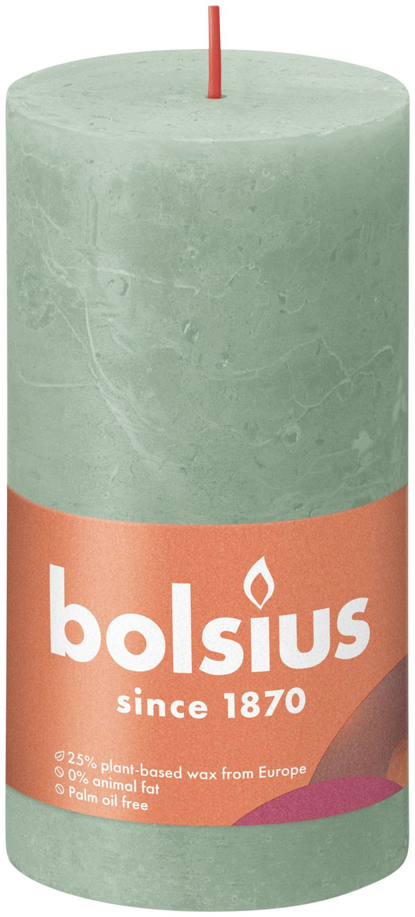 Bolsius Rustiek stompkaars 130/68 - Sage Green