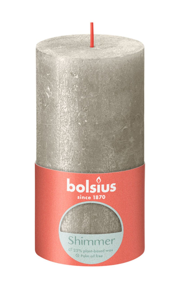 Bolsius Rustiek stompkaars Shimmer 130/68 - Champagne