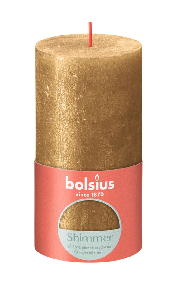 Bolsius Rustiek stompkaars Shimmer 130/68 - Gold