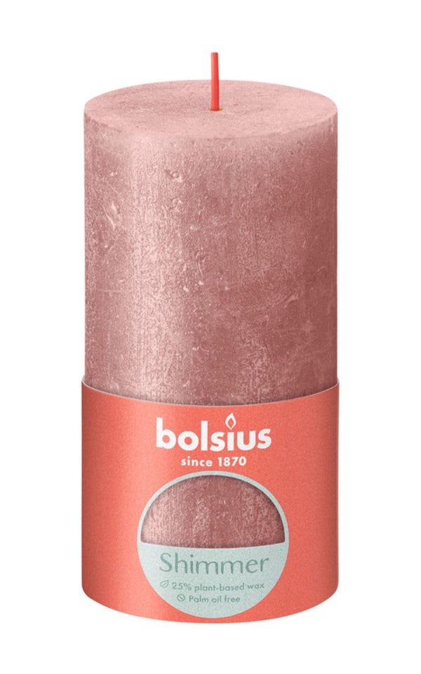 Bolsius Rustiek stompkaars Shimmer 130/68 - Pink