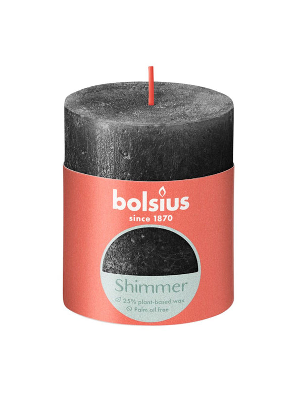 Bolsius Rustiek stompkaars Shimmer 80/68 - Anthracite