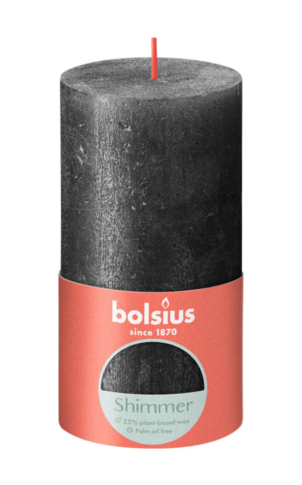 Bolsius Rustiek stompkaars Shimmer 130/68 - Anthracite