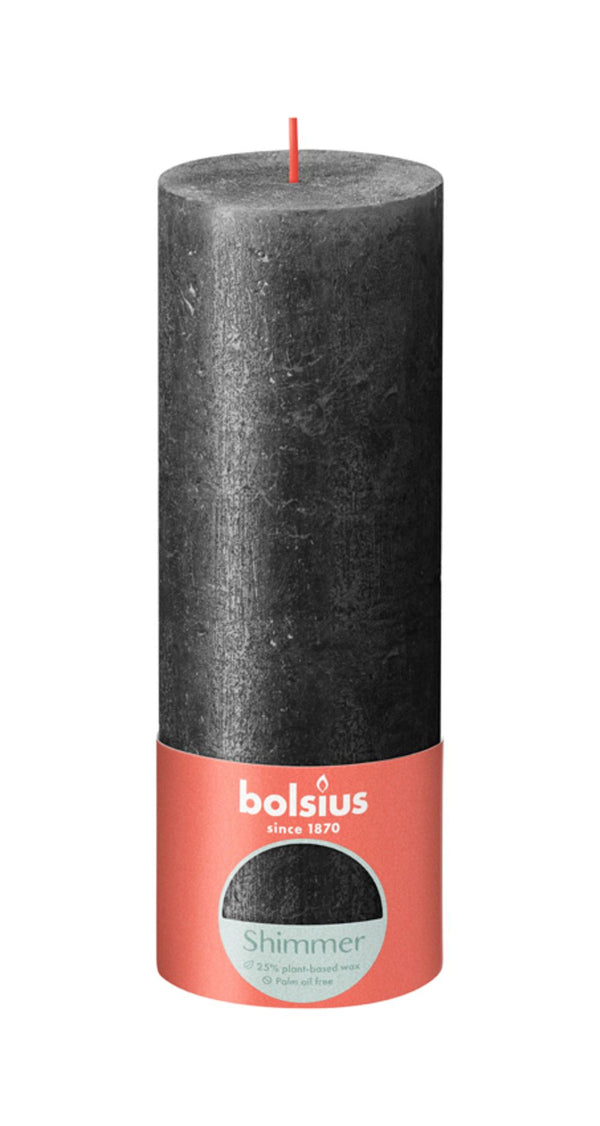 Bolsius Rustiek stompkaars Shimmer 190/68 - Anthracite