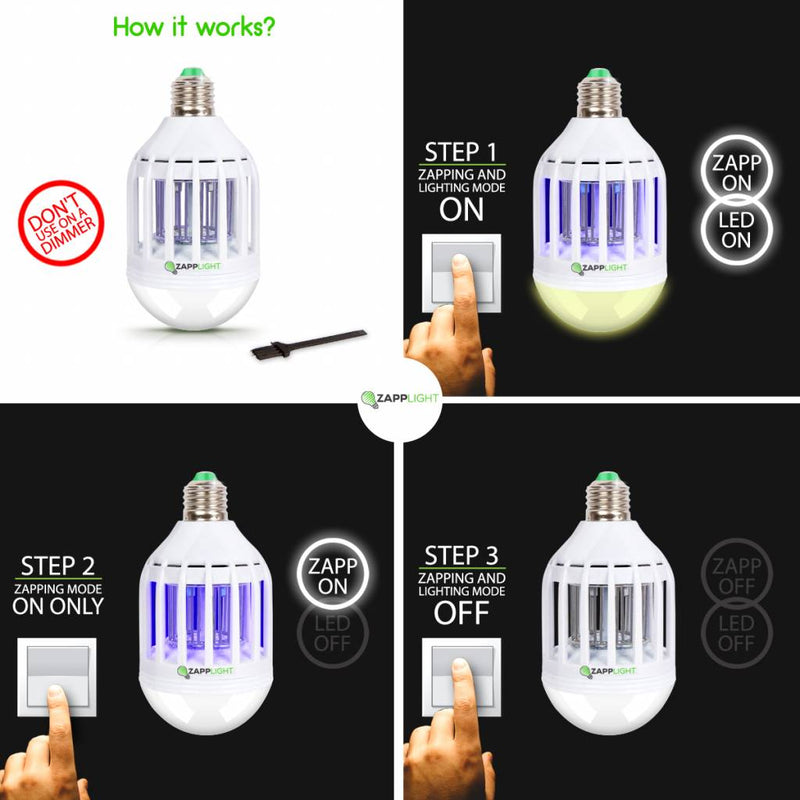 Zapplight LED lamp en insectendoder / anti muggenlamp 2-in-1