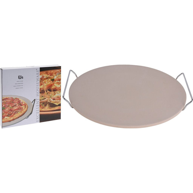 Excellent Houseware Pizzasteen 33 cm met Houder