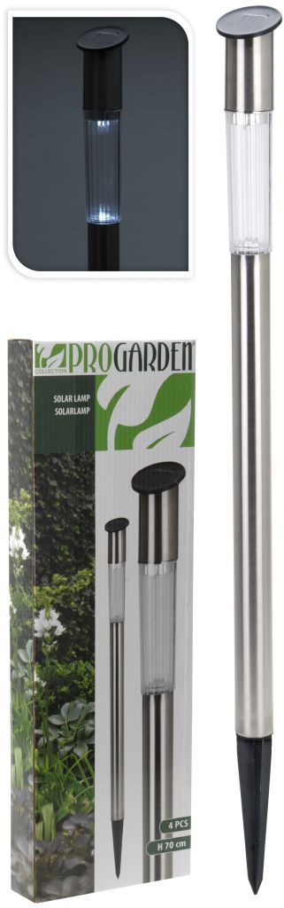 ProGarden Set van 4 RVS solarlampen (70cm)