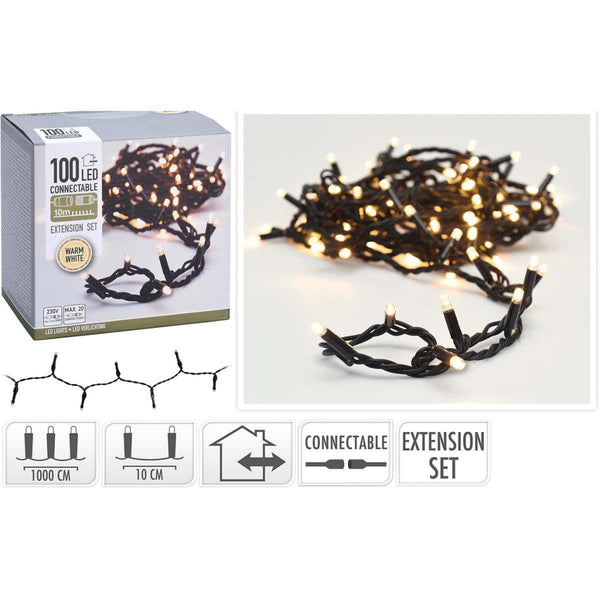 S.I.A. Koppelbare Kerstverlichting Uitbreidingset 100 LEDs 10M IP44