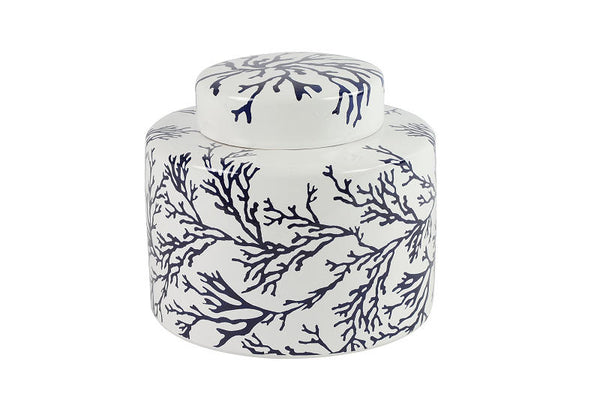 Countryfield Bloempot met deksel Anisha S wit blauw