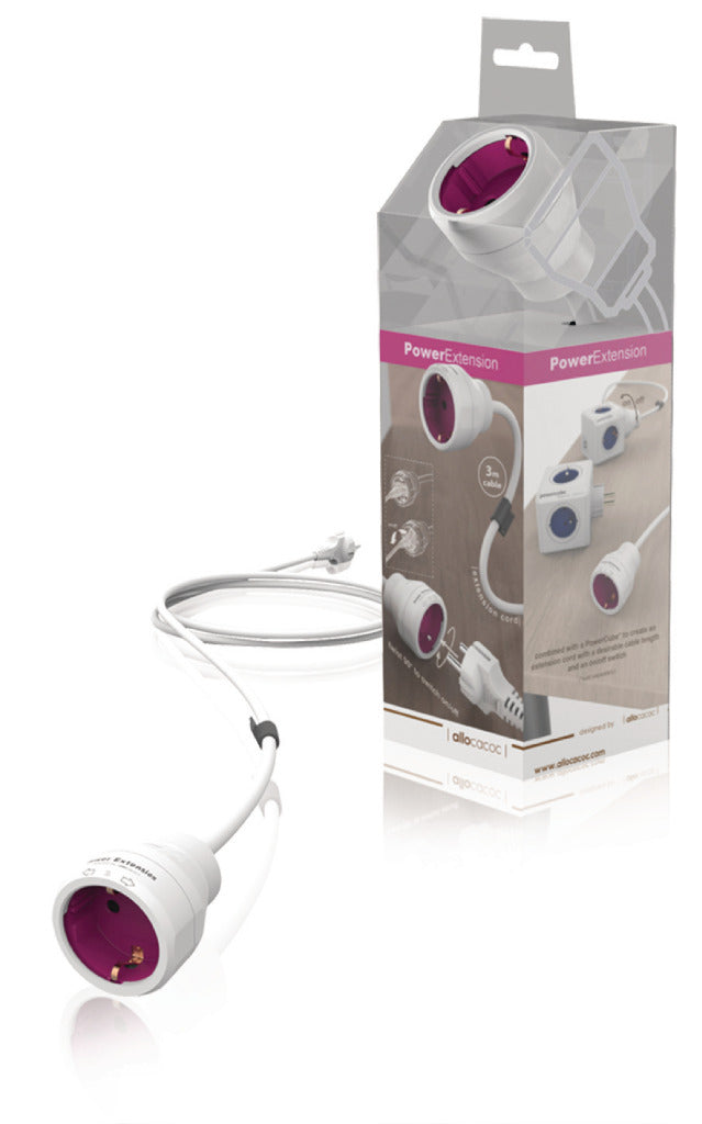 Allocacoc PCPOWEXTS3M Stekkerdoos 1-wegs 3.0 M Wit/roze