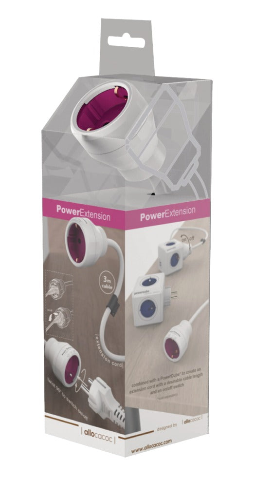 Allocacoc PCPOWEXTS3M Stekkerdoos 1-wegs 3.0 M Wit/roze