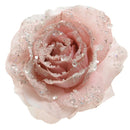 Everlands Kerstroos op Clip 14x8,5 cm Poederroze