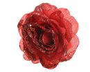 Bloem Roos met glitter op clip 14cm - Rood