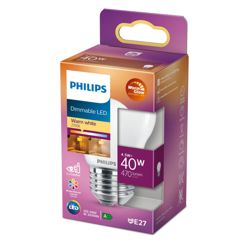 Philips Dimbare LED Classic Kaarslamp 40W E27 Warm Wit