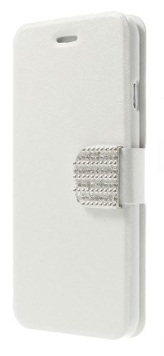 MW Wallet Book Case Silk Texture Wit met 3D Strass voor Apple iPhone 6