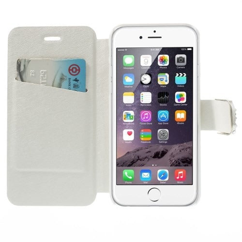 MW Wallet Book Case Silk Texture Wit met 3D Strass voor Apple iPhone 6