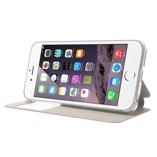 MW Book Case Window View Vierkant Patroon Rood voor Apple iPhone 6 Plus