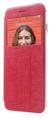 MW Book Case Window View Vierkant Patroon Rood voor Apple iPhone 6 Plus
