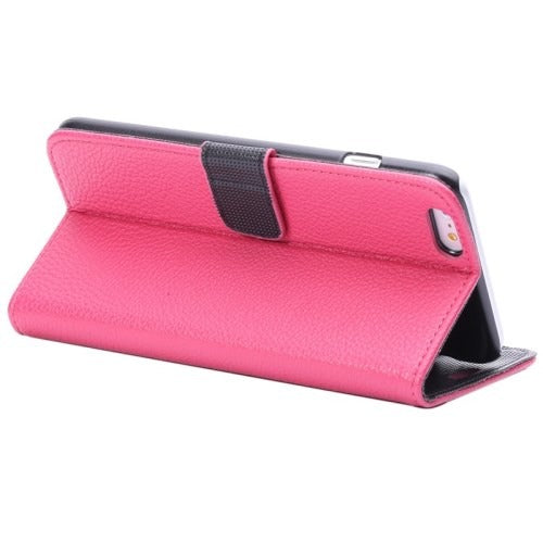 MW Wallet Book Case Litchi Roze voor Apple iPhone 6 Plus