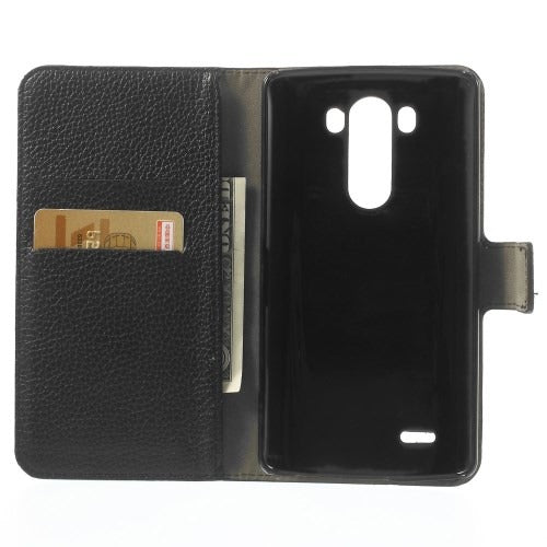 MW Wallet Book Case Lychee Zwart voor LG G3