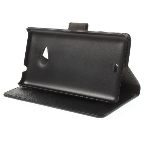 MW Wallet Book Case Litchi Zwart voor Microsoft Lumia 535