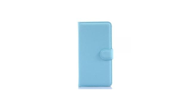 MW Wallet Book Case Lychee Licht Blauw voor Samsung Galaxy Grand Prime