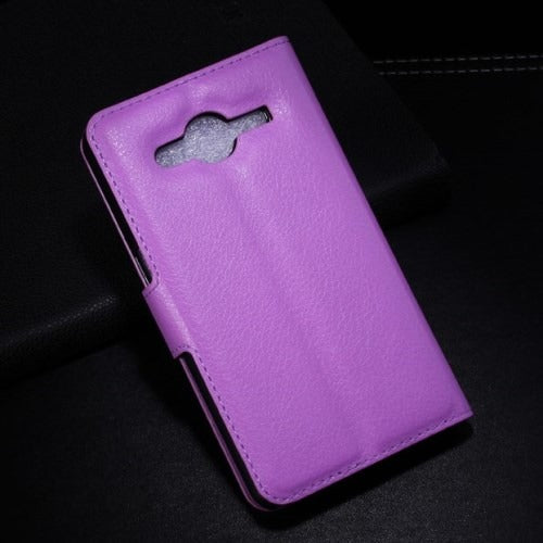 MW Wallet Book Case Litchi Paars voor Samsung Galaxy Core 2