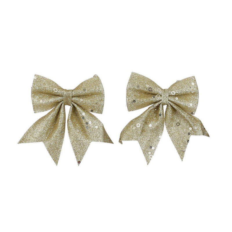 House of Seasons Glitter Strikken 12x13 cm 2 Stuks Goud