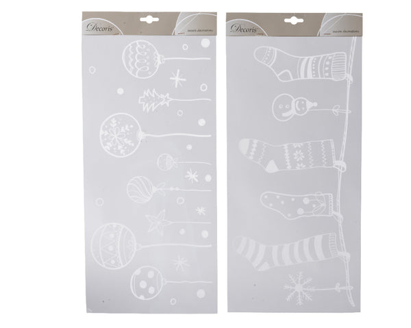 Decoris Kerst Stickers PVC 49x23 cm Wit 2 Assorti