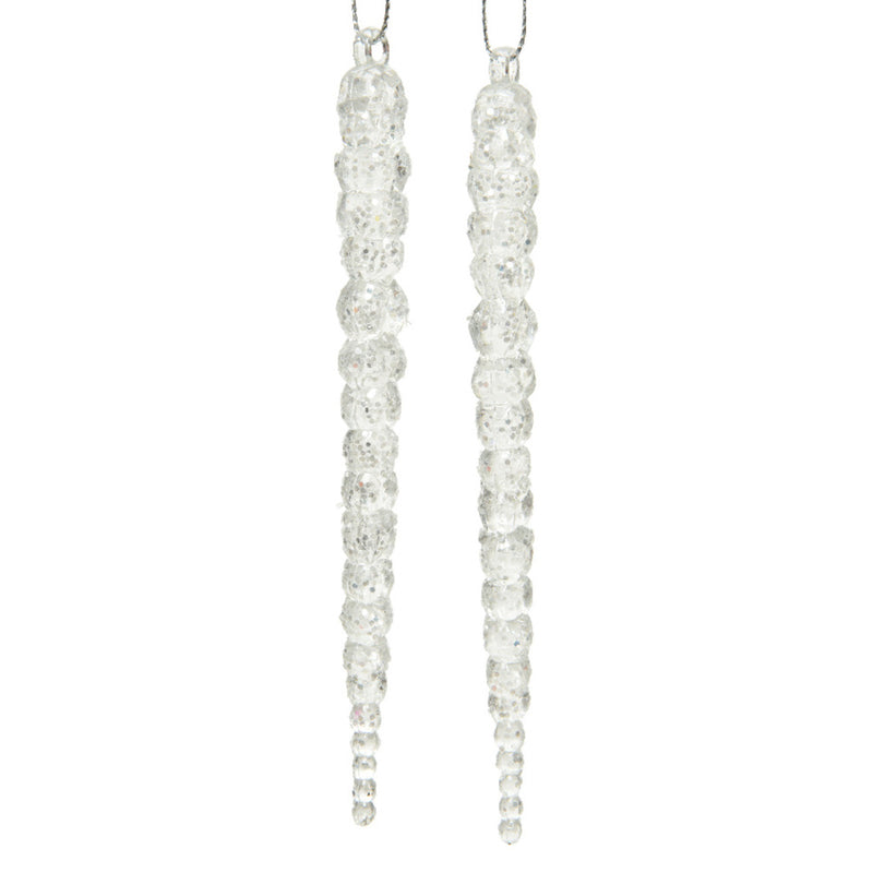 Decoris IJspegelhangers 14.5 cm 2 Stuks Wit