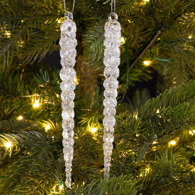 Decoris IJspegelhangers 14.5 cm 2 Stuks Wit