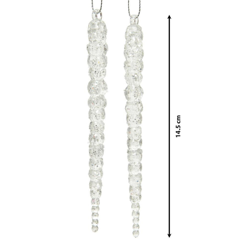 Decoris IJspegelhangers 14.5 cm 2 Stuks Wit