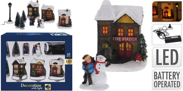 Kerstdorp met Verlichting 10-delig