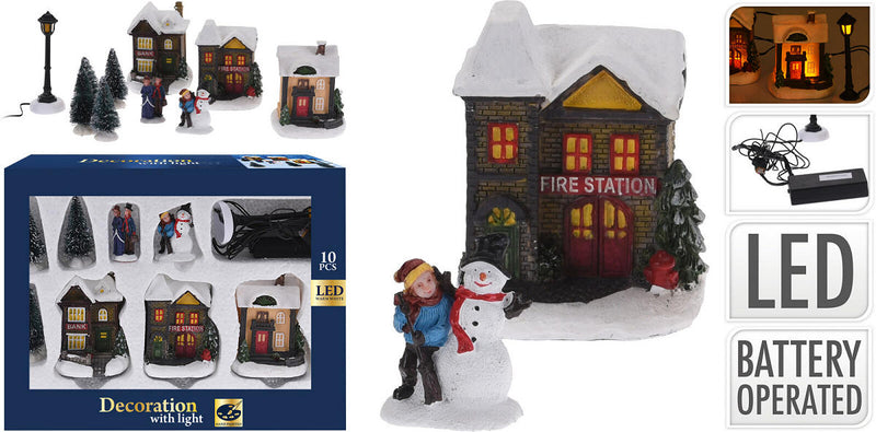 Kerstdorp met Verlichting 10-delig