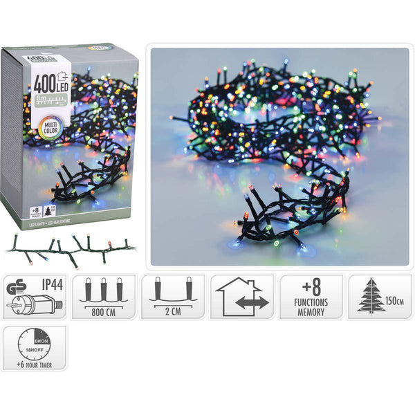 Micro Cluster - 400 LED - 8 meter - multicolor - 8 functies + geheugen