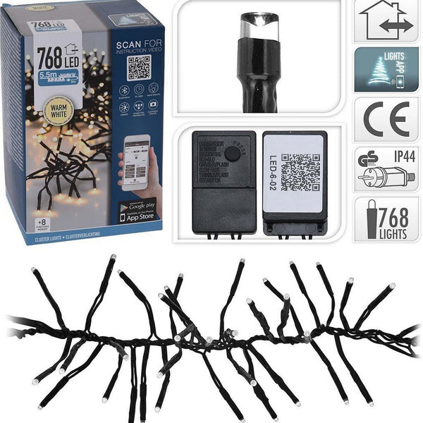S.I.A. Kerst Clusterverlichting 5.5M 768 LED&#039;s + APP