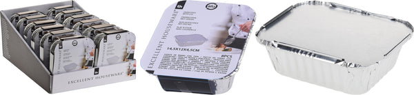 EH Aluminium ovenschaaltje met deksel 14,5x12x4,5cm 8 stuks