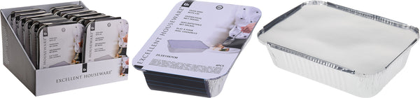 EH Aluminium ovenschaal met deksel 25,5x19x7cm 4 stuks