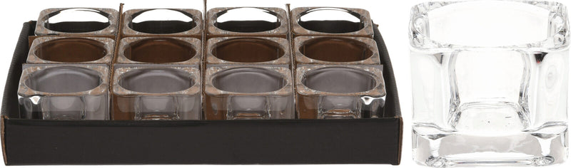 Theelichthouder glas helder 5x3.2cm in display