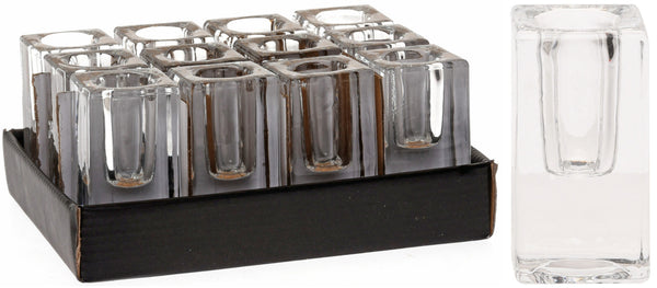 Theelichthouder glas helder 8cm in display