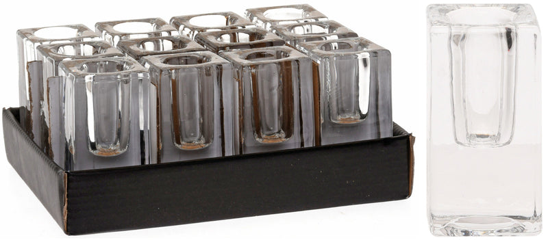 Theelichthouder glas helder 8cm in display