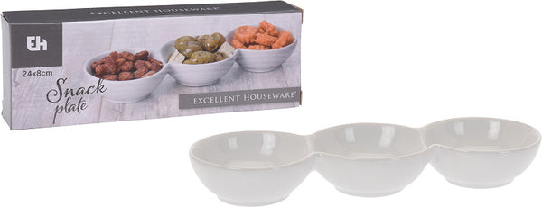 EH Snackschaal 3 vaks 24 x 8cm