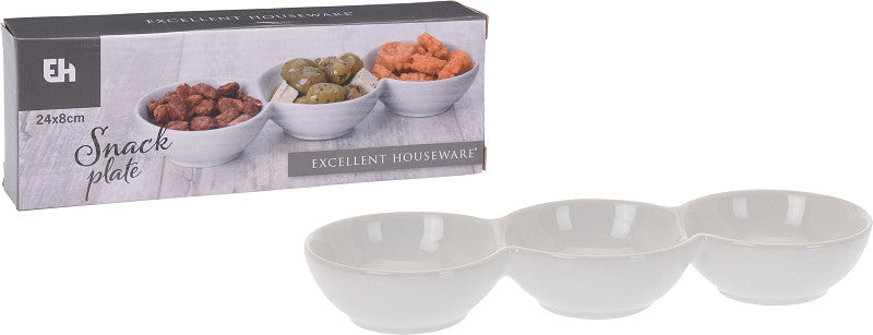 EH Snackschaal 3 vaks 24 x 8cm