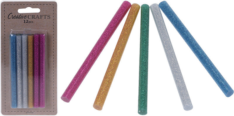 Lijmpatronen 7x100mm glitter gekleurd