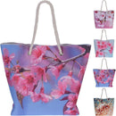 Strandtas met Bloemenprint en Katoenen Koord Assorti