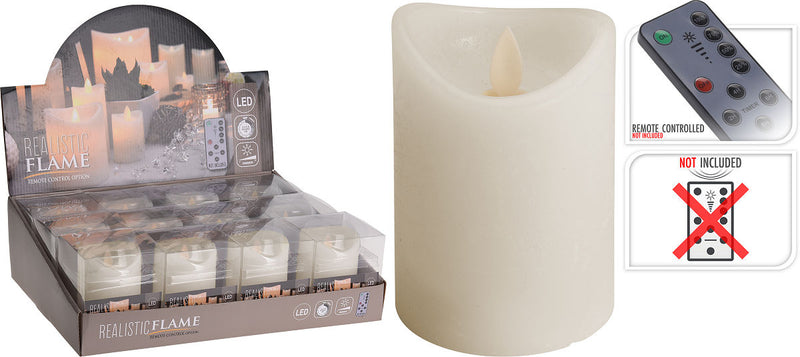 LED Kaars Dansvlam Wax Ivoor 75x100mm timer/dimmer